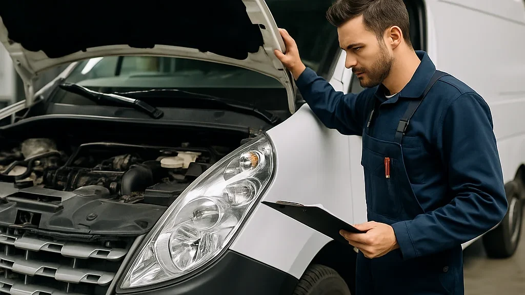 Revisión profesional de furgoneta de segunda mano en taller Furgogandia