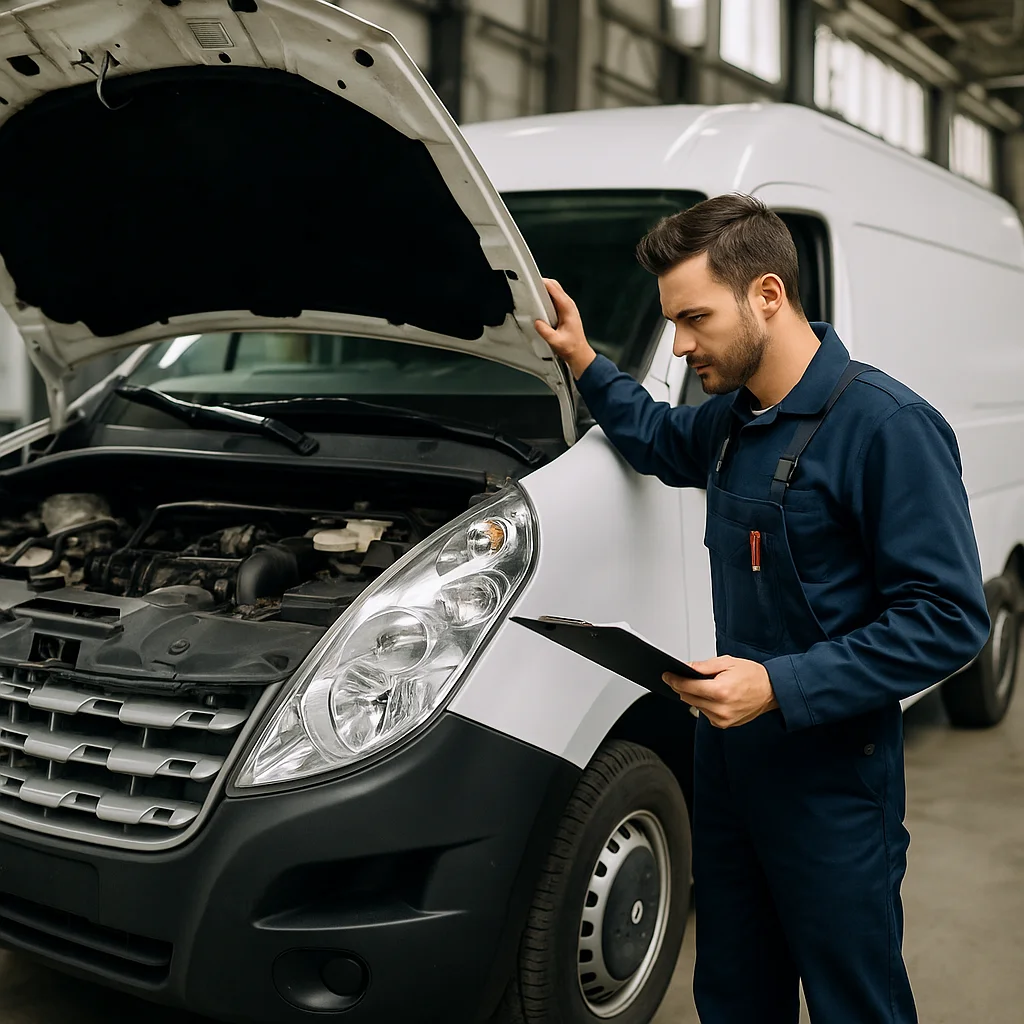 Revisión profesional de furgoneta de segunda mano en taller Furgogandia